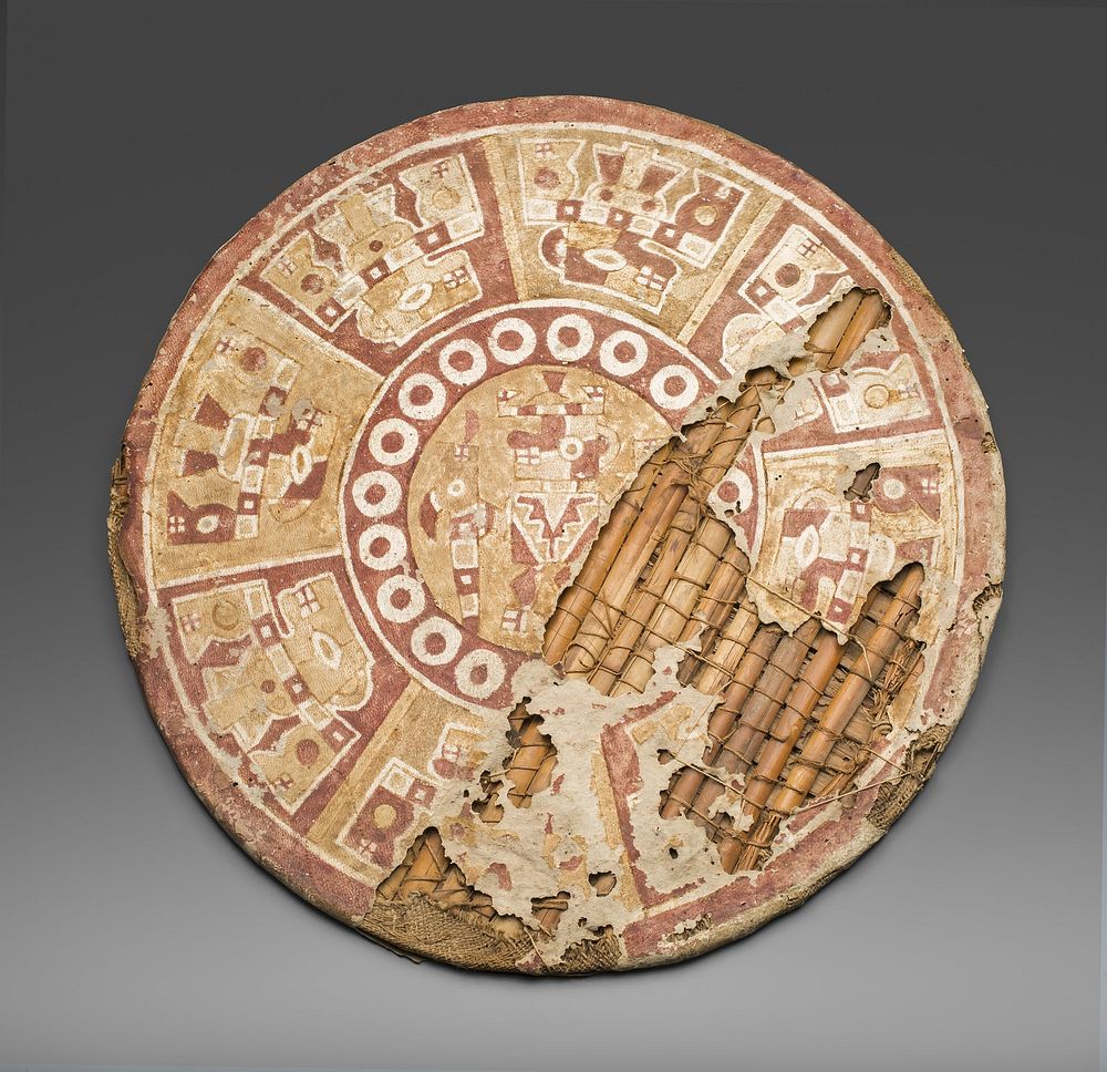 Shield Painted with Abstract Figures by Tiwanaku