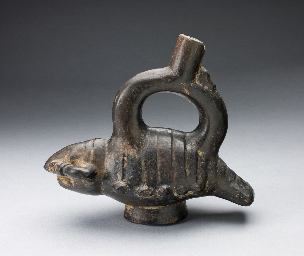 Single Spout Blackware Vessel in the Form of a Crayfish by Chimú