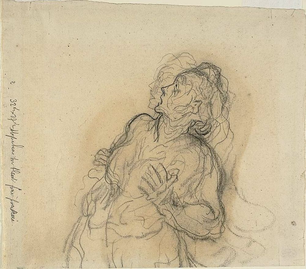 Frightened Woman by Honoré-Victorin Daumier