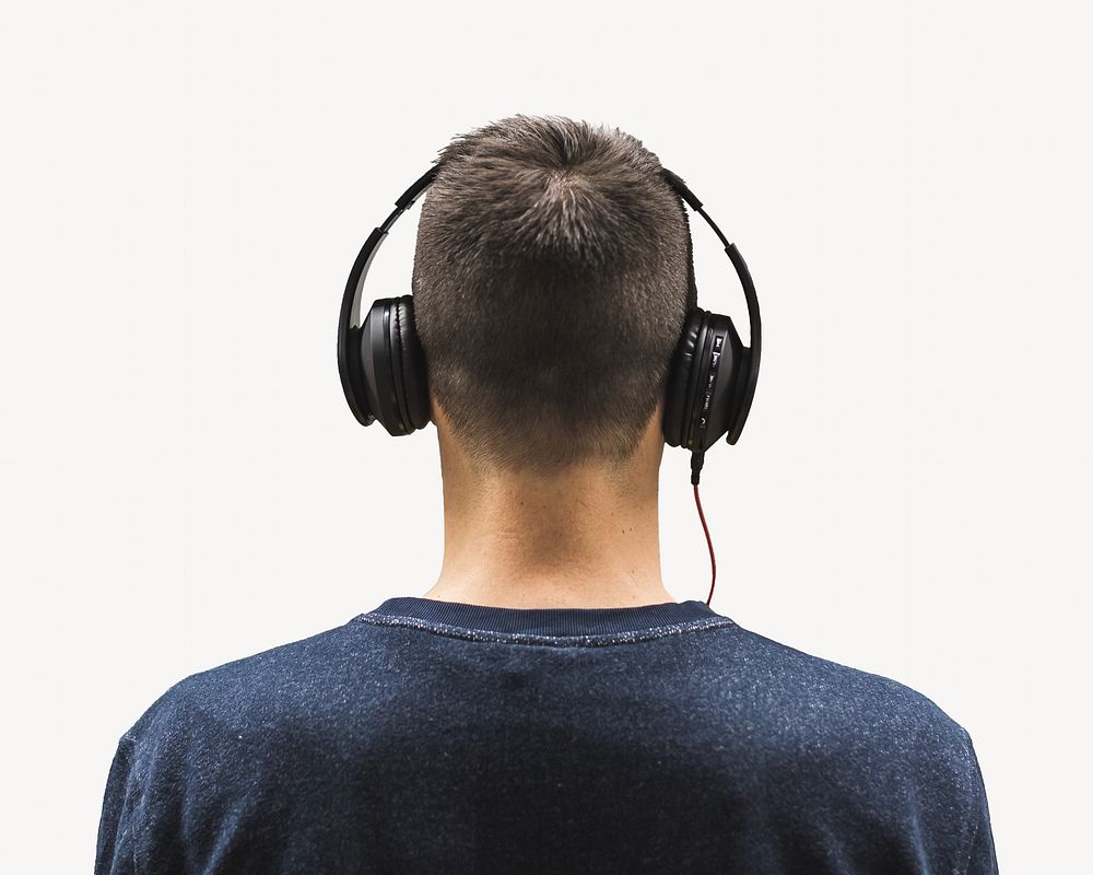 Man with headphone isolated design