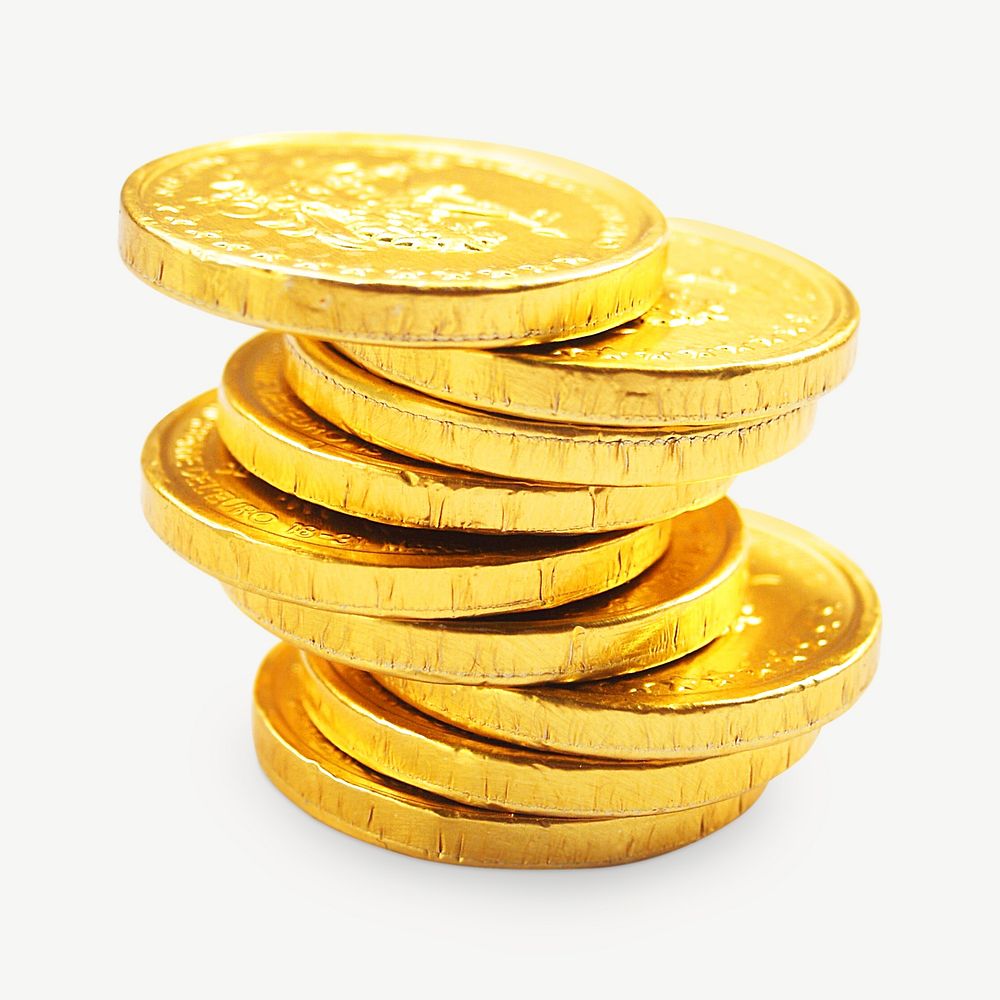 Gold coins collage element psd
