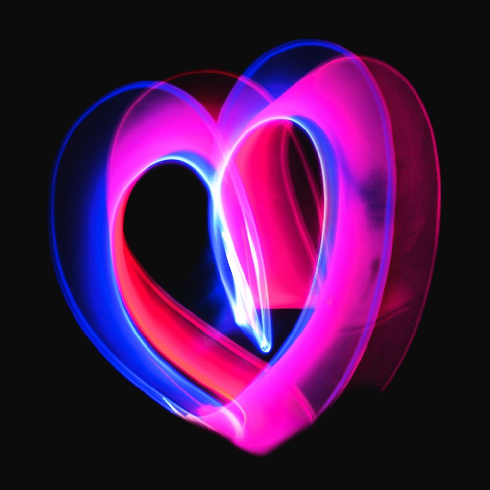Colorful neon heart collage element isolated image
