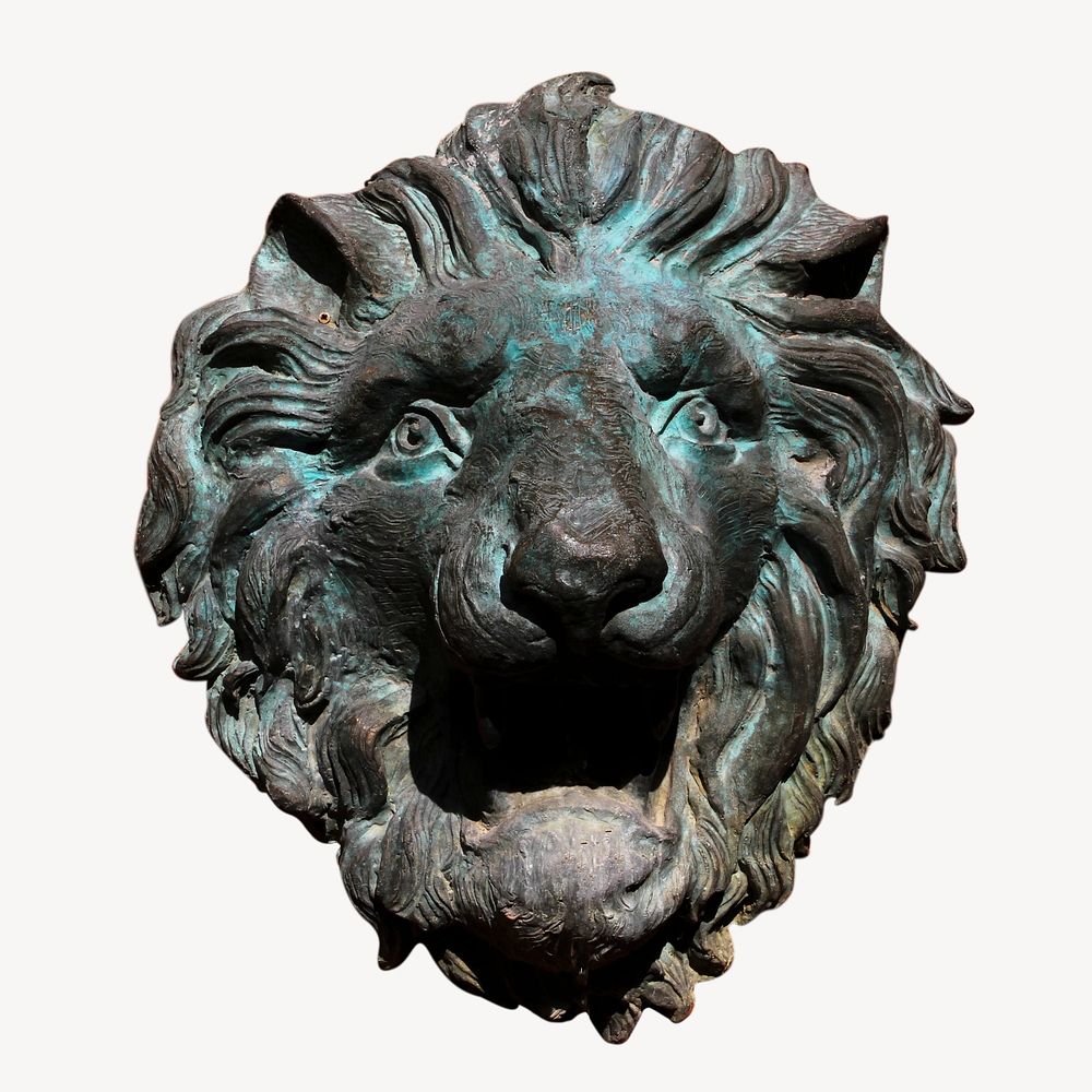 Lion head sculpture isolated image Free Photo rawpixel
