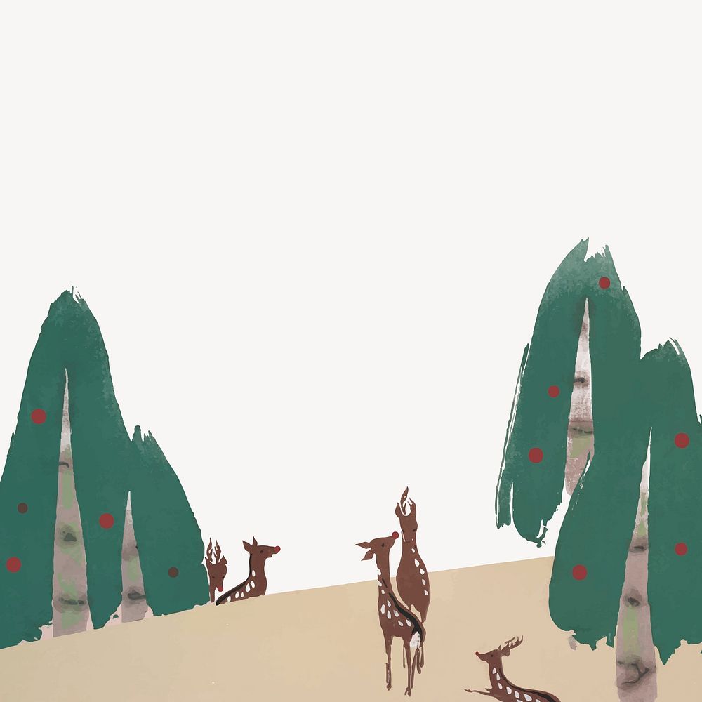 Christmas reindeer background, beige border design
