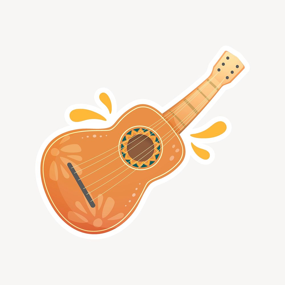 Wooden Hawaiian guitar illustration element vector