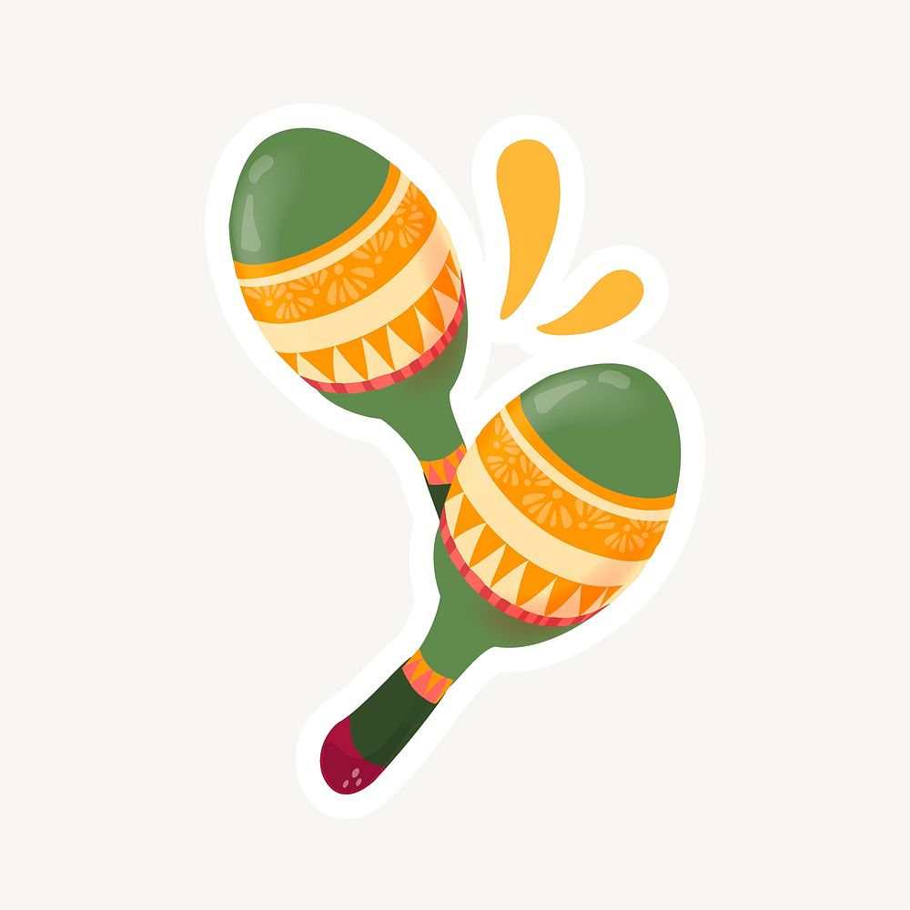 Colorful Mexican maracas illustration element vector