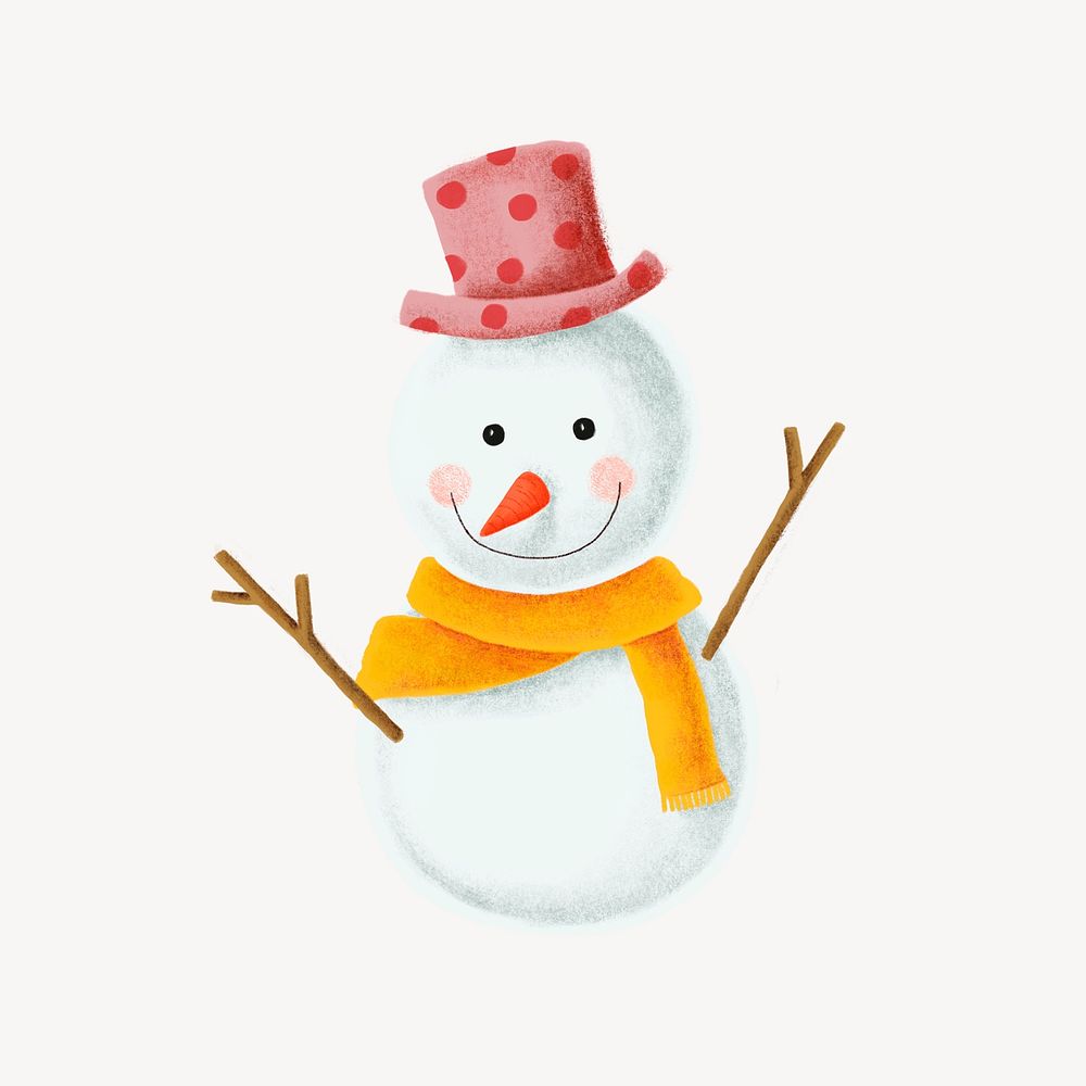 Cute snowman, Christmas celebration collage element psd