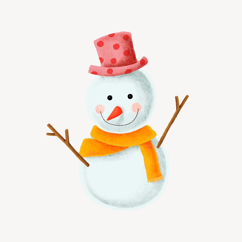 Cute snowman, Christmas celebration collage element vector