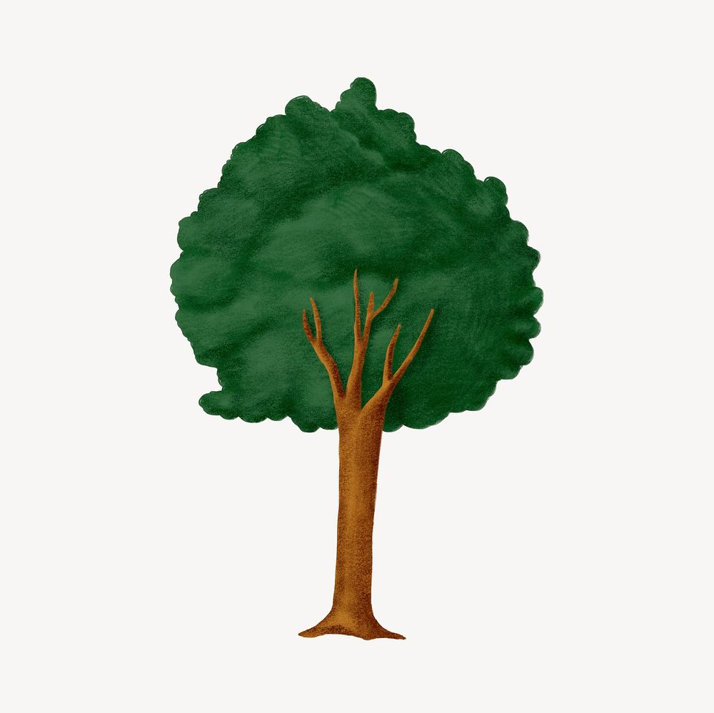 Cute tree, nature collage element psd