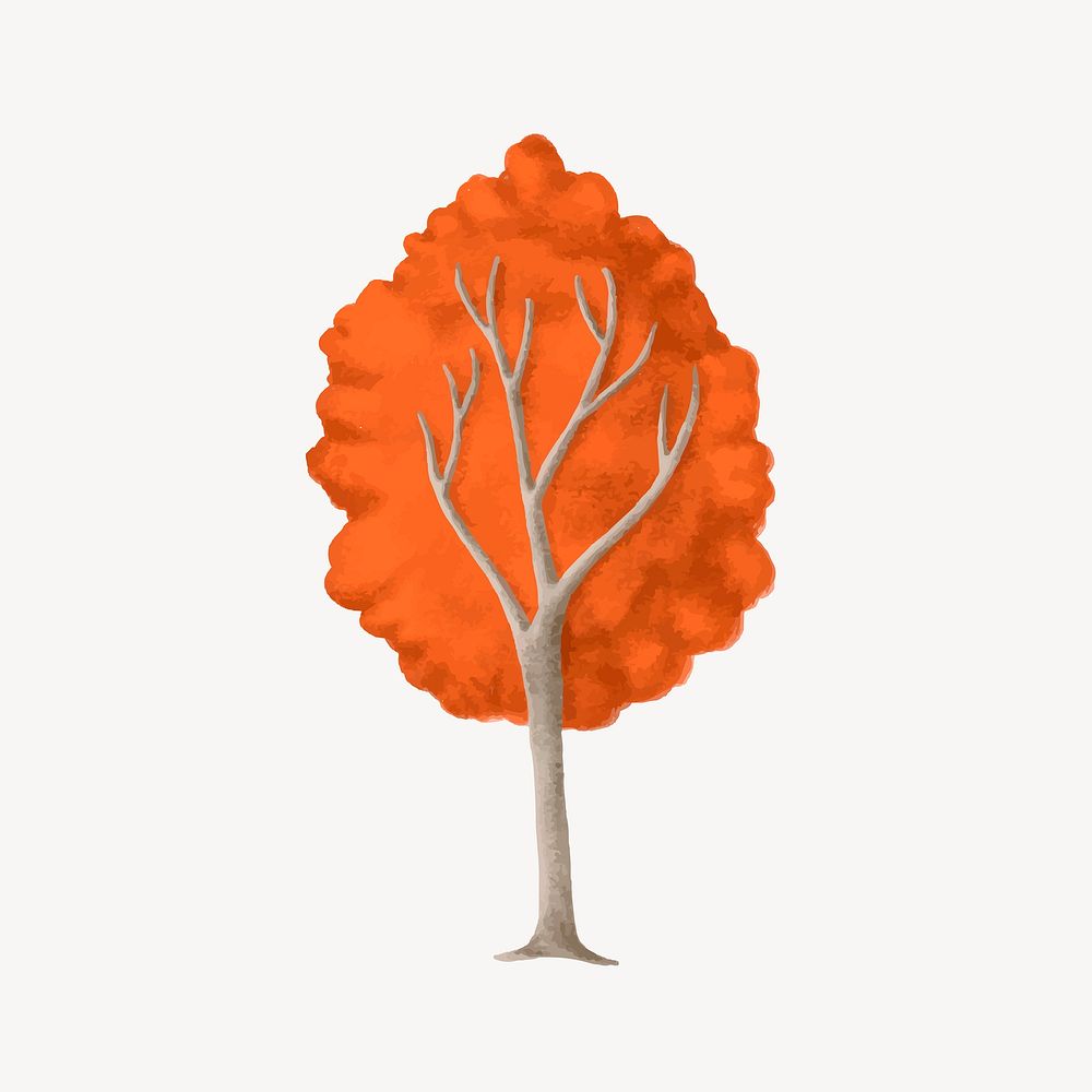 Autumn tree, seasonal botanical collage element vector