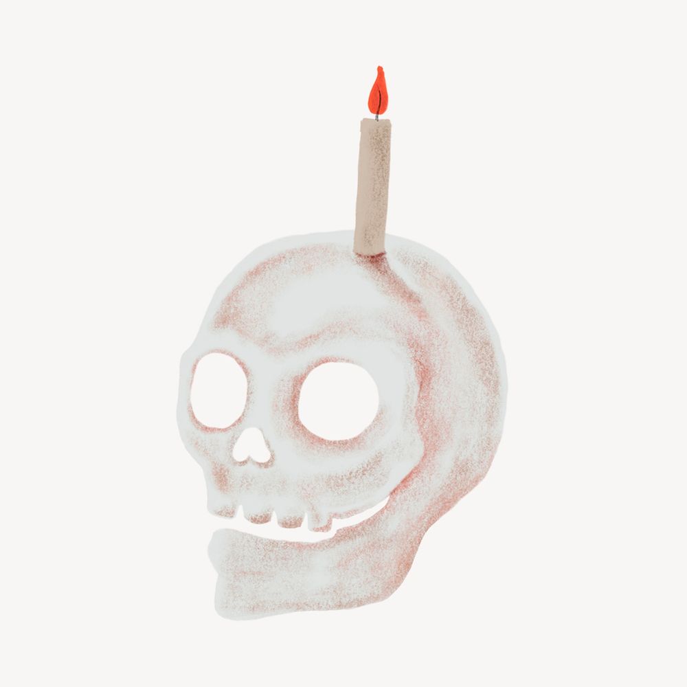 Candle skull, Halloween decoration collage element psd
