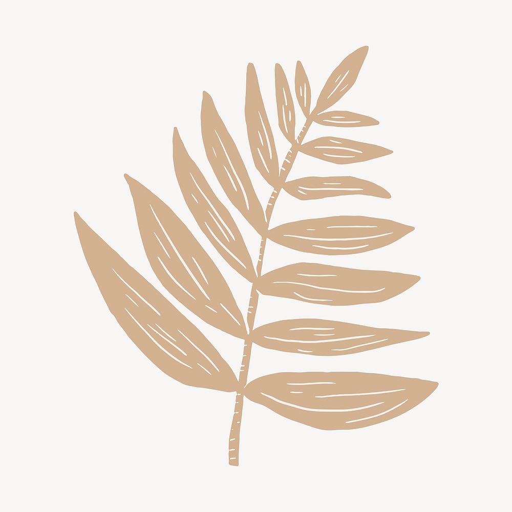 Beige leaf illustration collage element vector