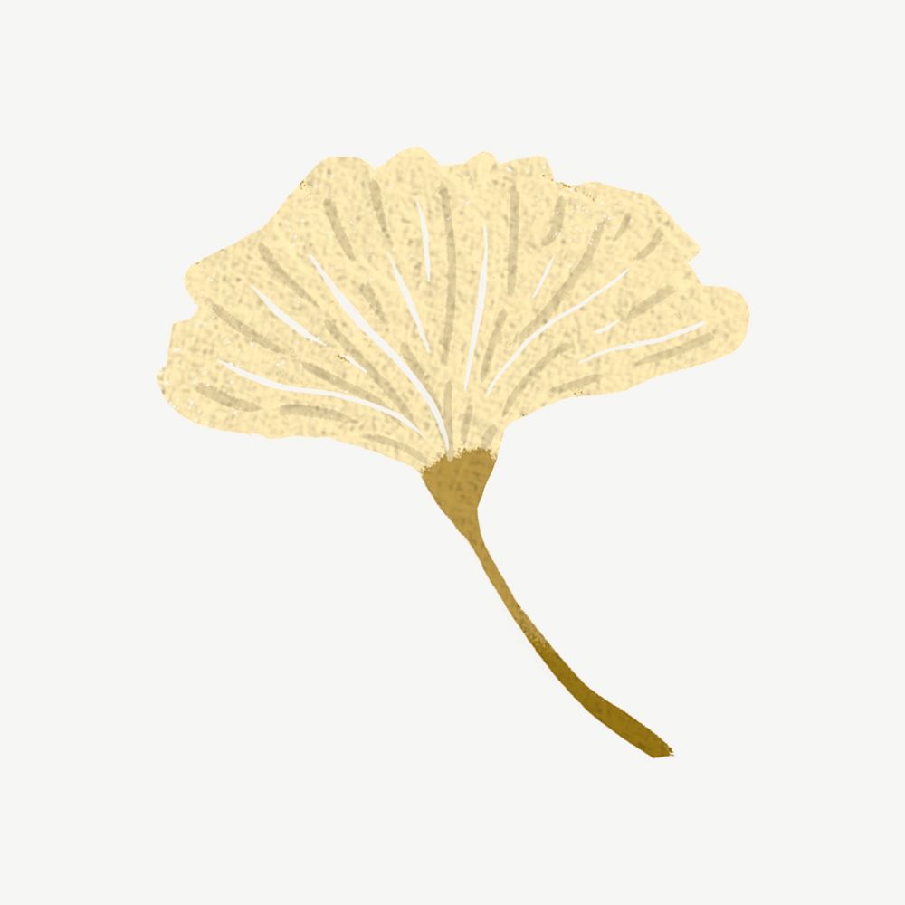 Gold ginkgo leaf illustration collage element psd