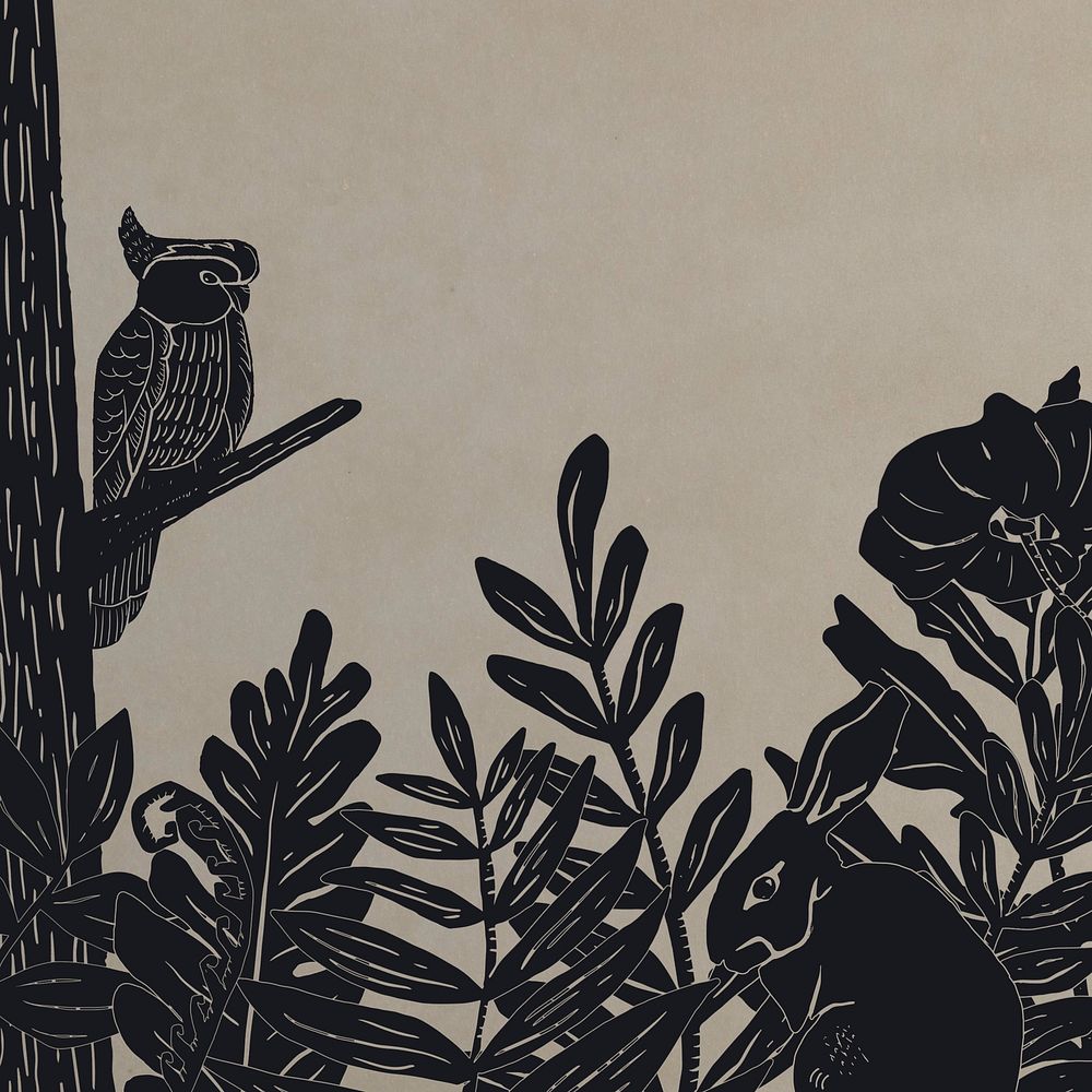 Bird botanical background,  animal illustration