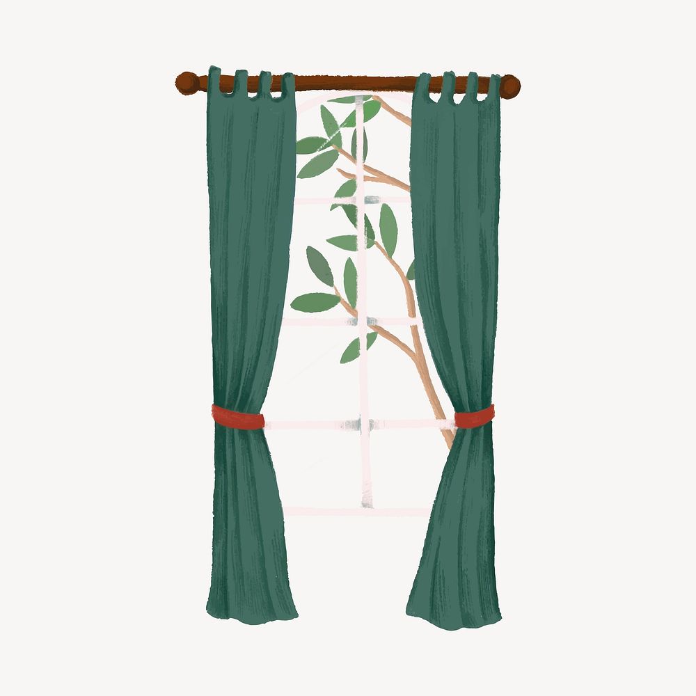 Serene view from window collage element vector