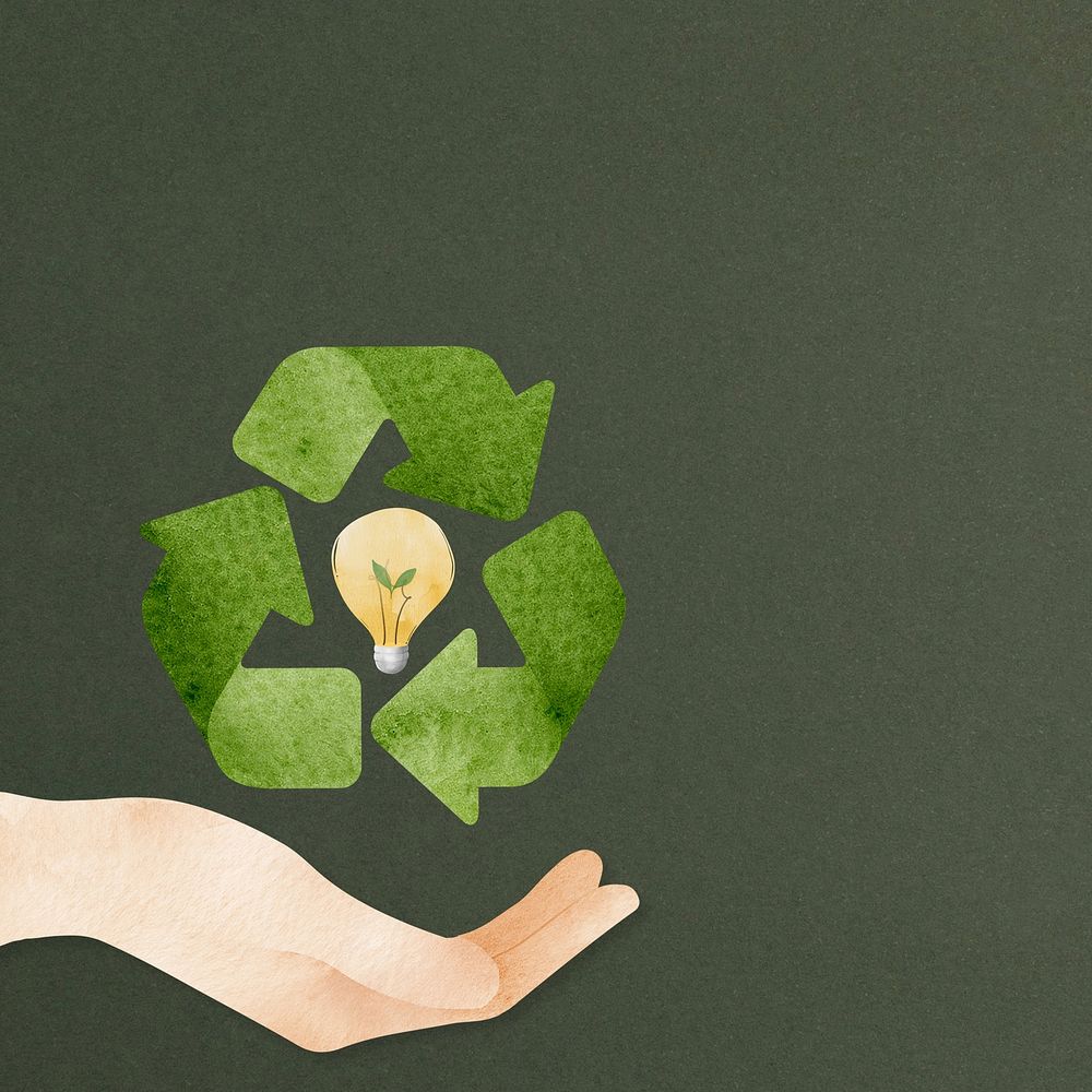 Recycling & zero waste, watercolor illustration