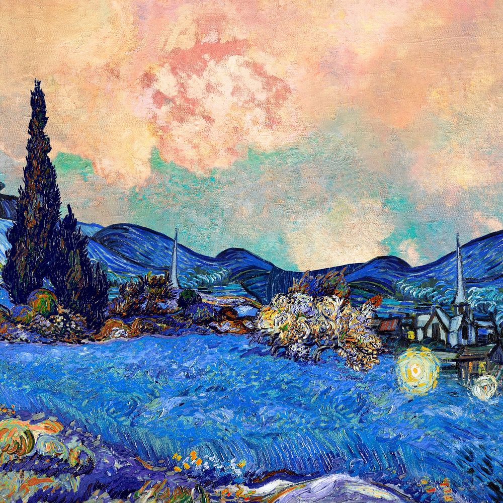 Van Gogh's landscape art remix. Remixed by rawpixel.