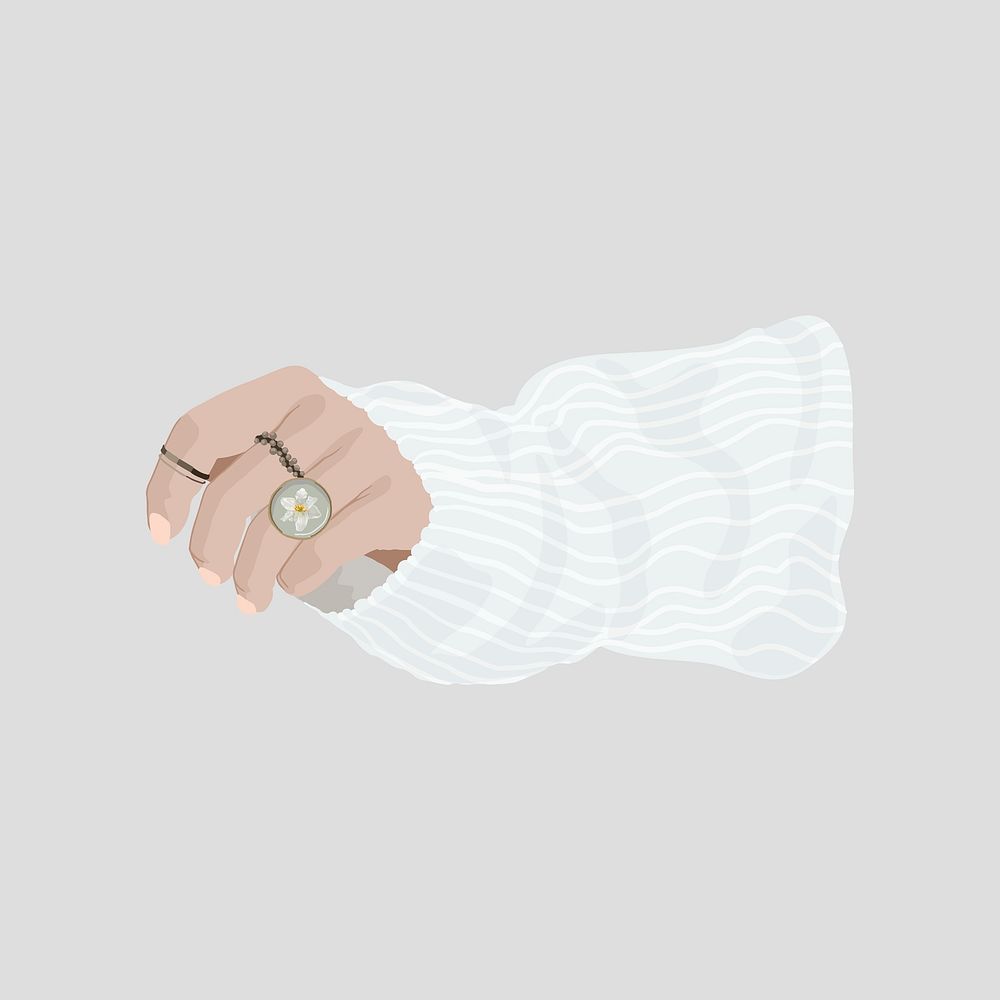 Hand & rings collage element psd