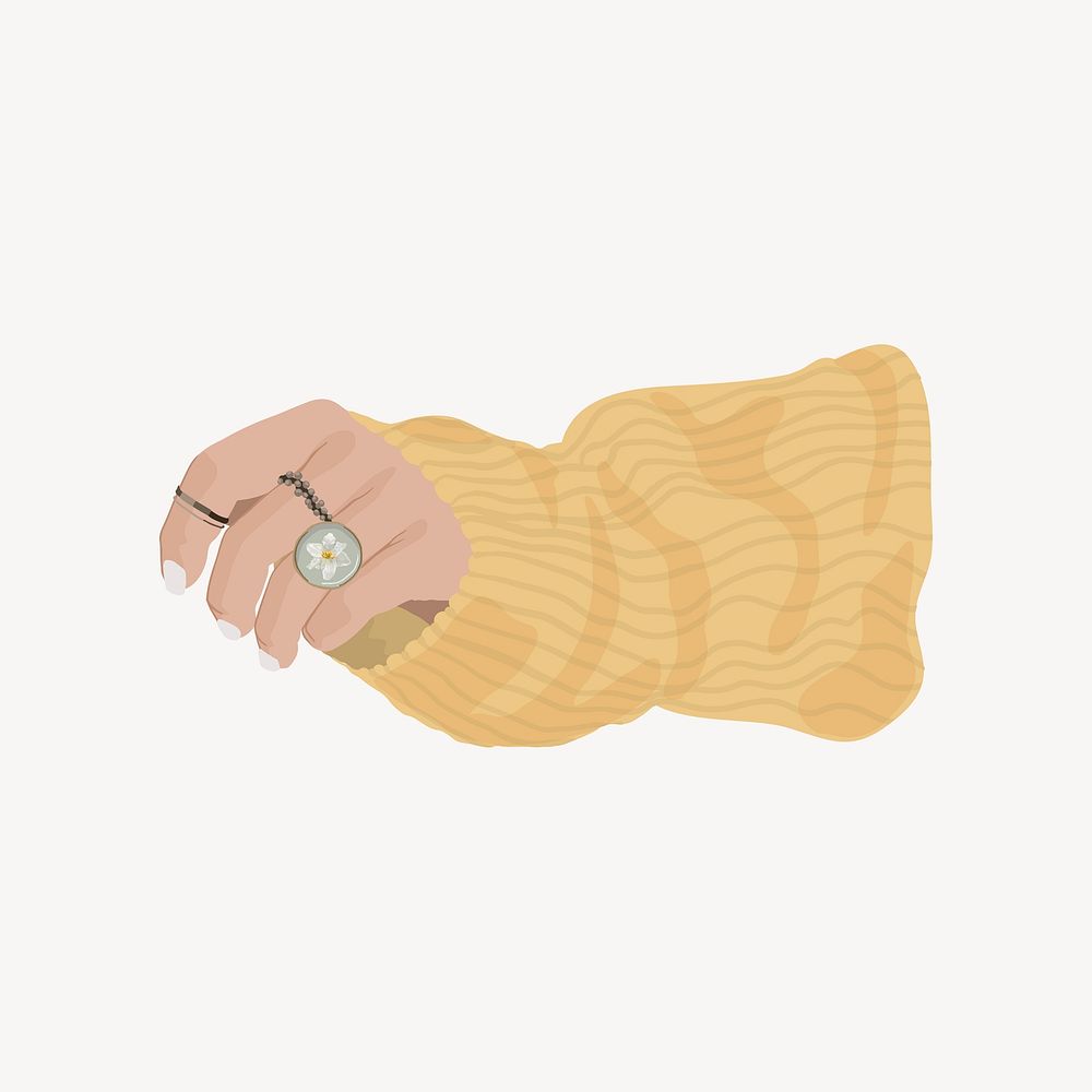 Aesthetic hand, yellow sweater collage element psd