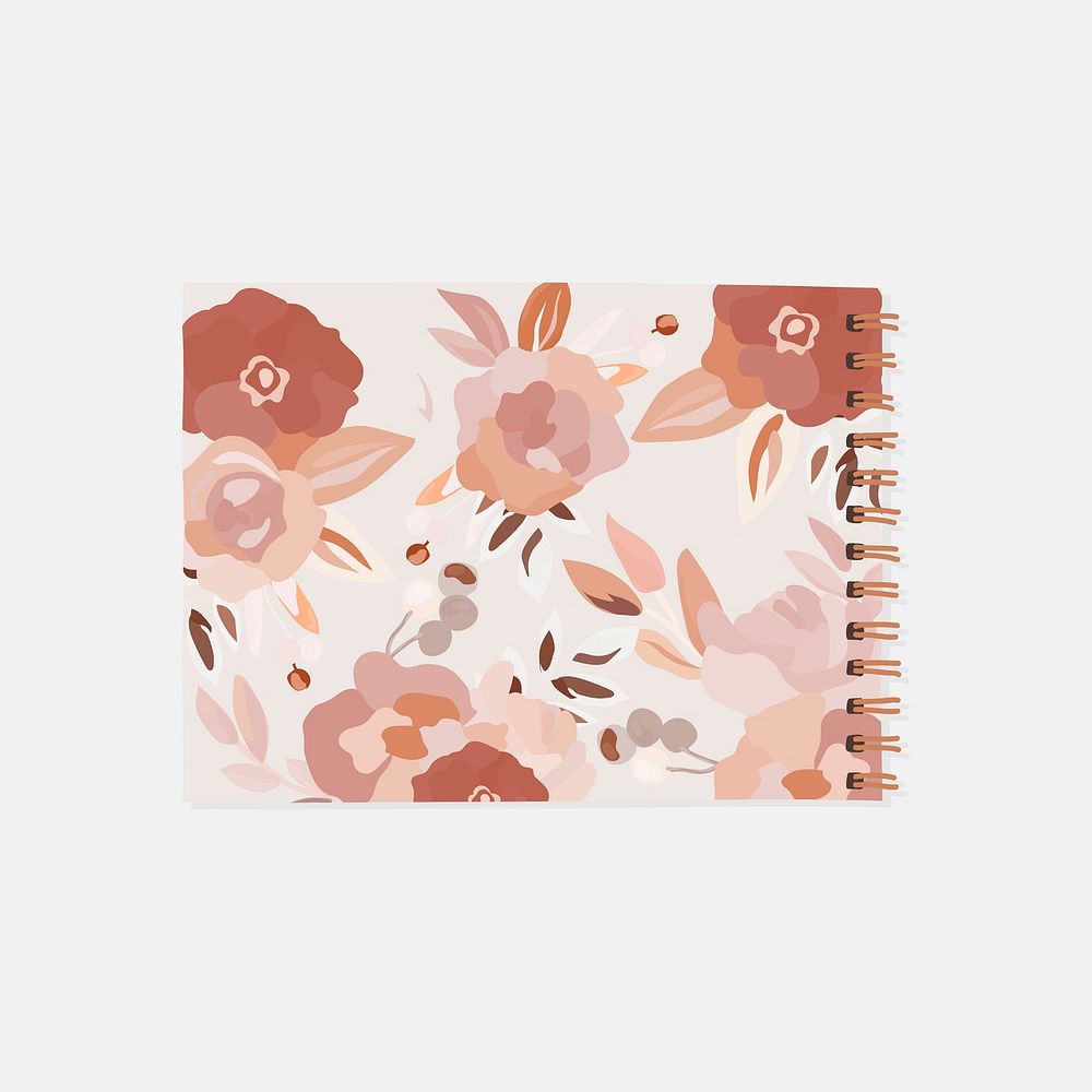 Aesthetic floral notebook collage element psd