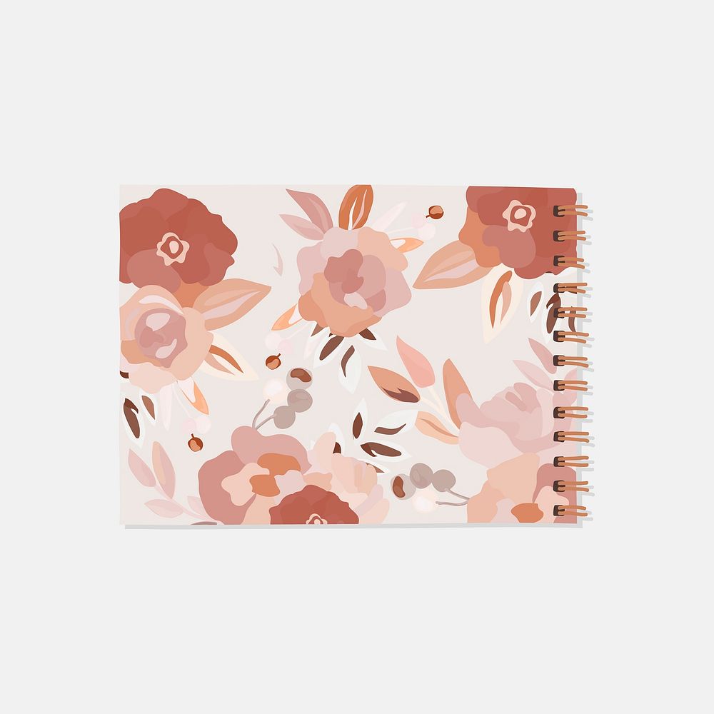 Aesthetic floral notebook collage element vector