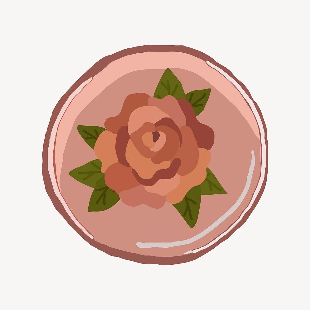 Pink circle & rose collage element vector
