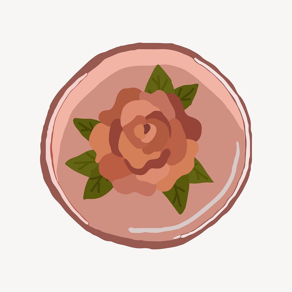 Pink circle shape & rose collage element psd