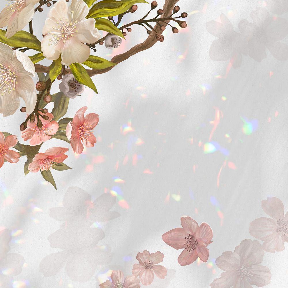 Japanese sakura aesthetic background, traditional flower border 