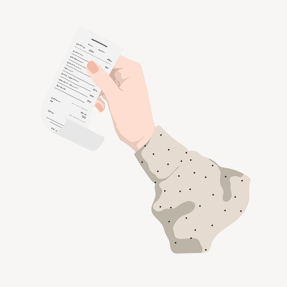 Hand holding bill vector illustration collage element 