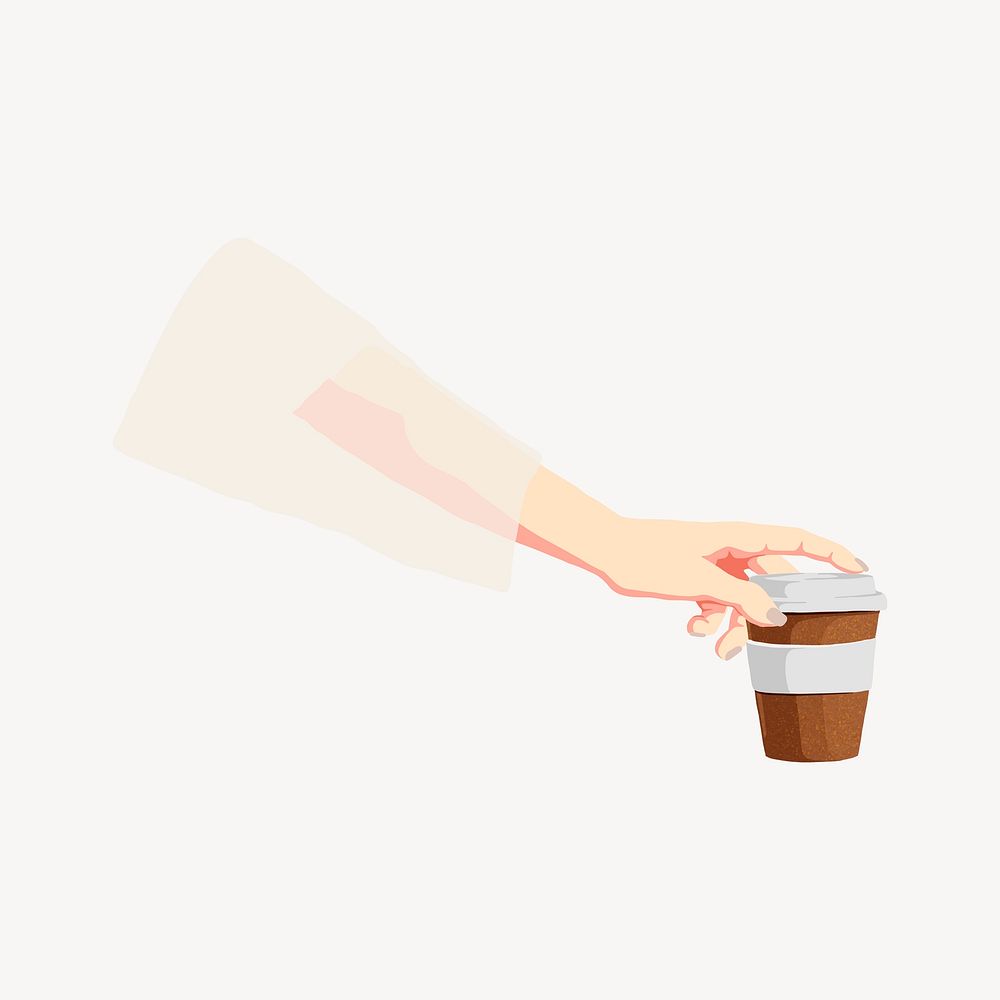 Hand holding coffee vector illustration collage element 