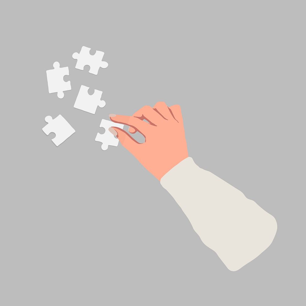Playing jigsaw vector illustration collage element 