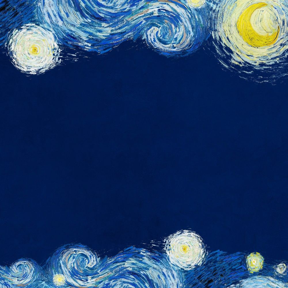 Starry Night border blue background, Van Gogh's vintage illustration, remixed by rawpixel