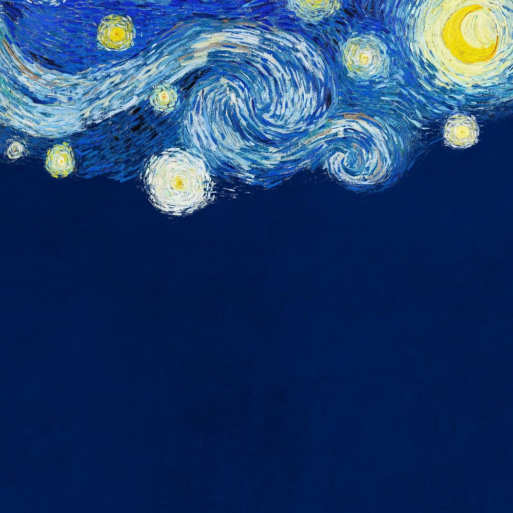 Blue Starry Night border background, Van Gogh's vintage illustration, remixed by rawpixel