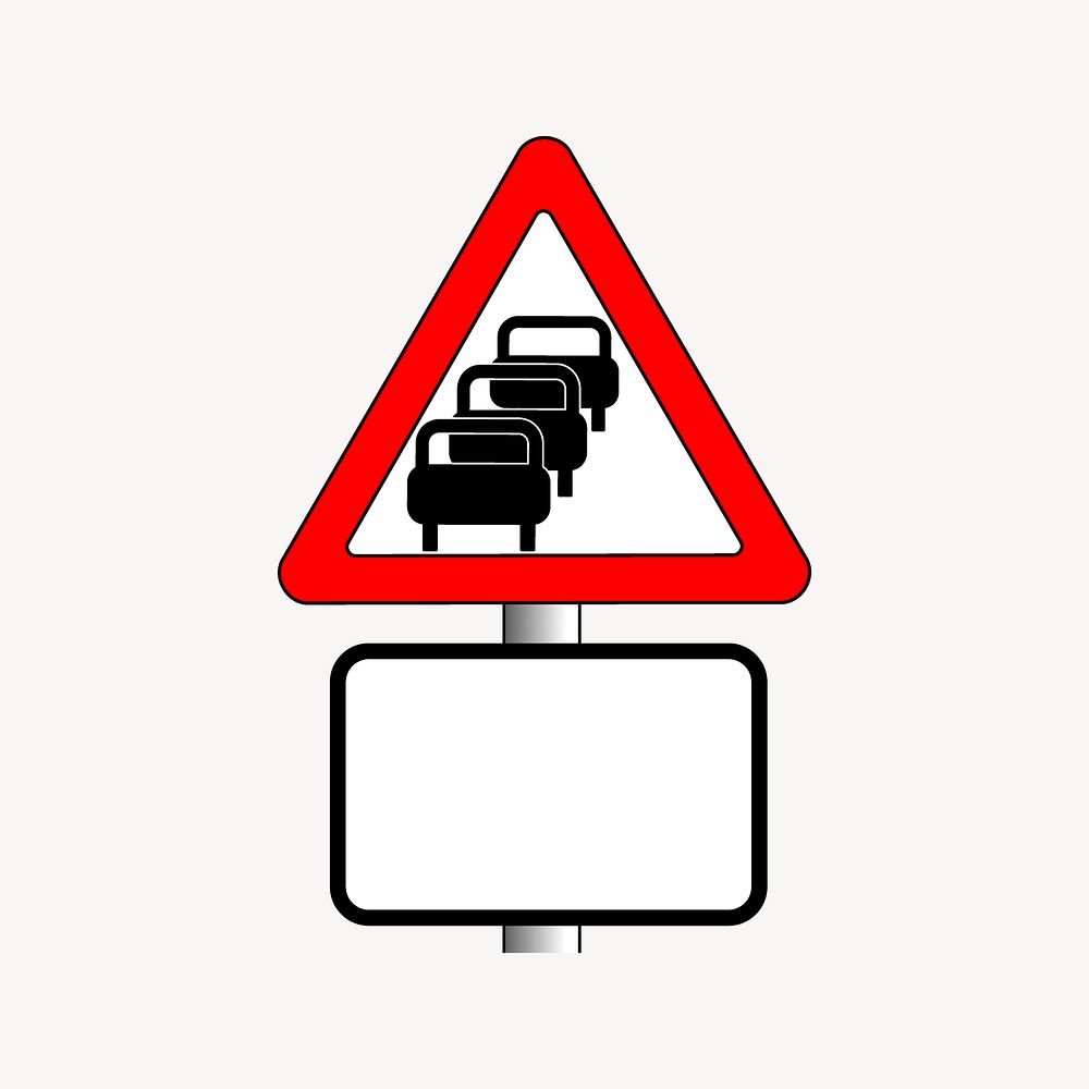 Traffic queues sign clip art vector. Free public domain CC0 image.