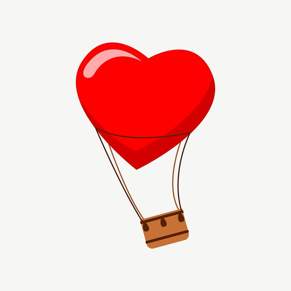 Heart shape hot air balloon clipart psd. Free public domain CC0 image.