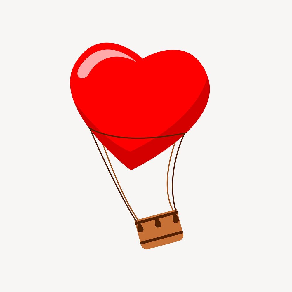 Heart shape hot air balloon illustration. Free public domain CC0 image.