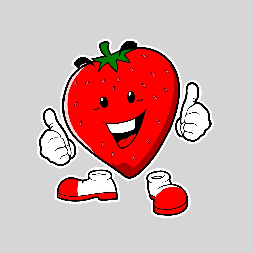 Happy strawberry illustration. Free public domain CC0 image.