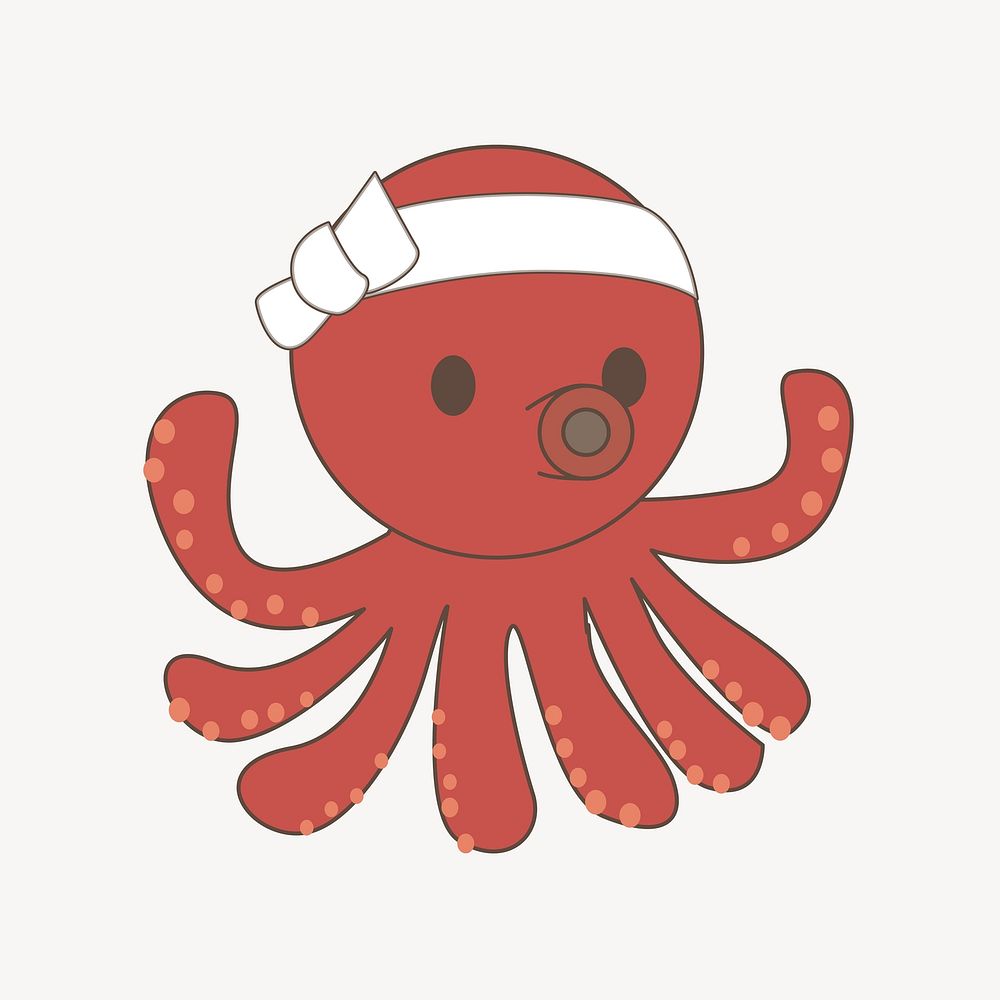 Octopus Japanese cartoon illustration. Free public domain CC0 image.