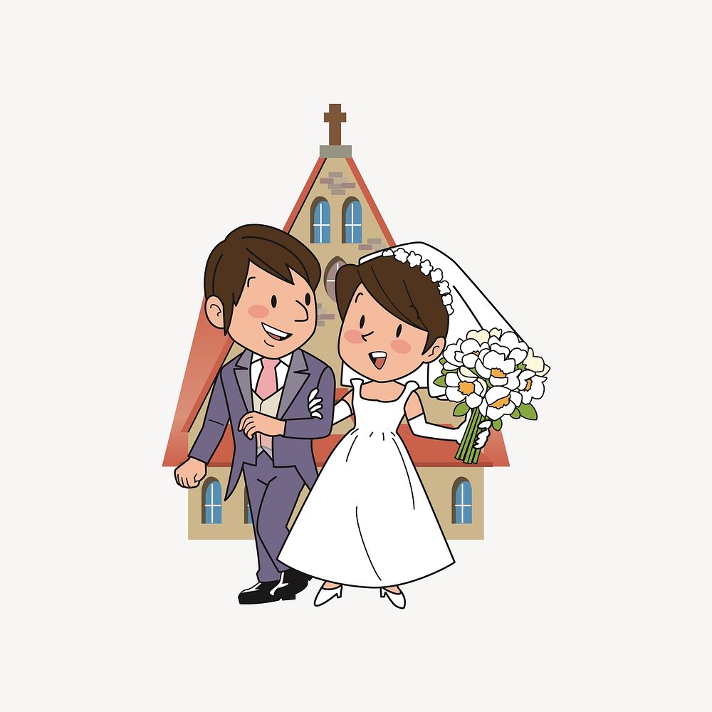 Groom and bride clipart vector. Free public domain CC0 image.