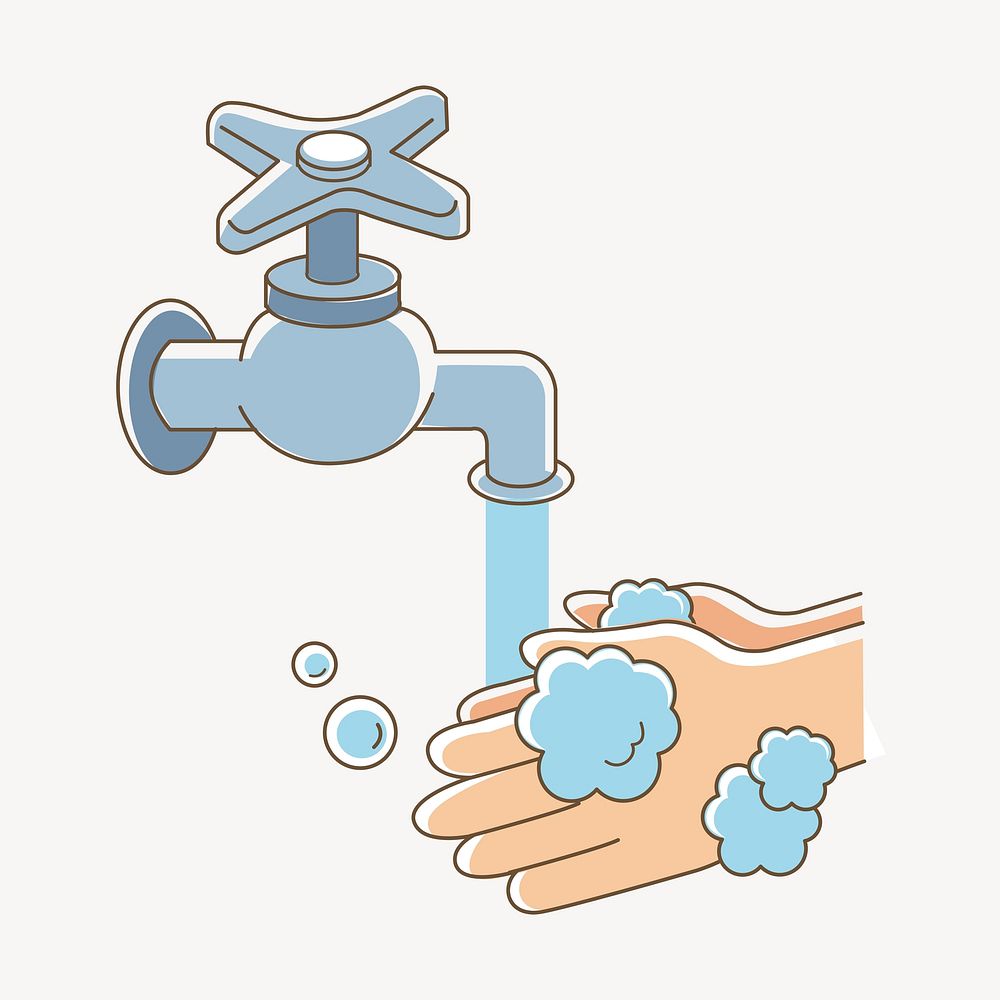 Hand washing illustration. Free public domain CC0 image.