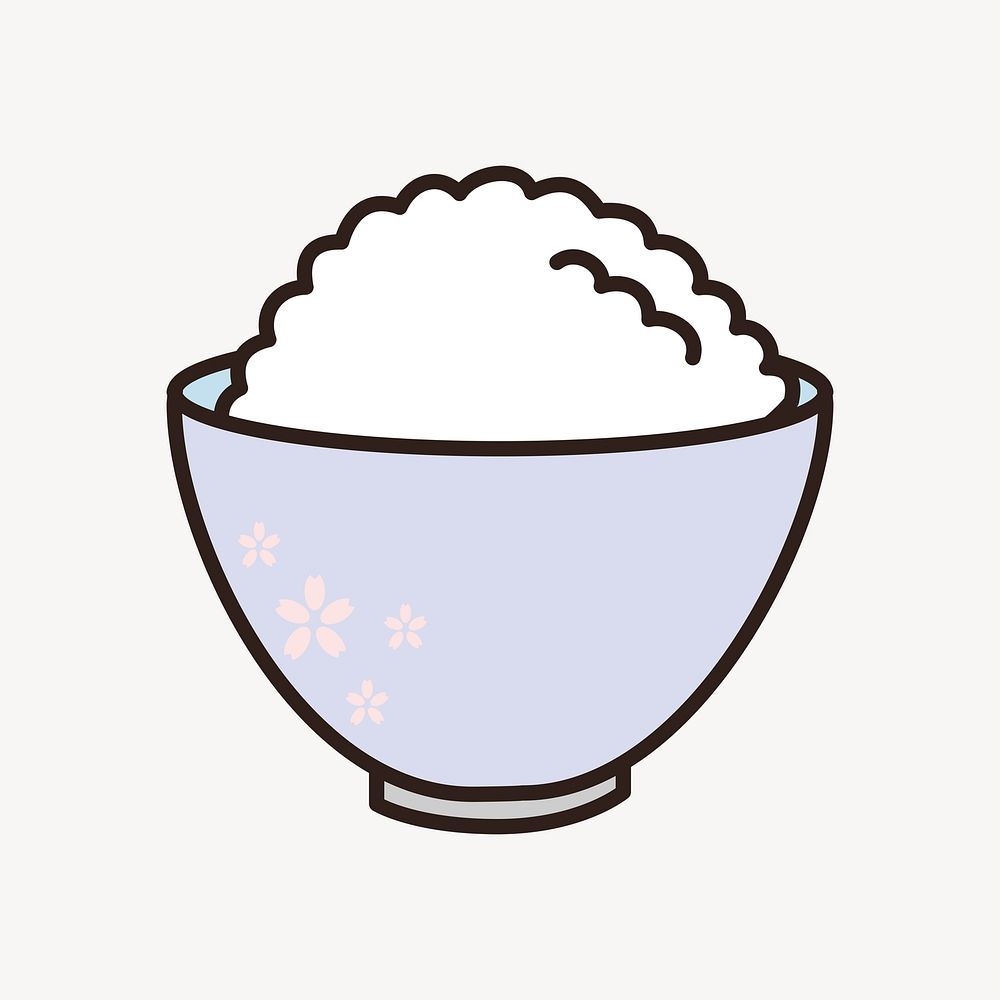 Rice bowl illustration. Free public domain CC0 image.