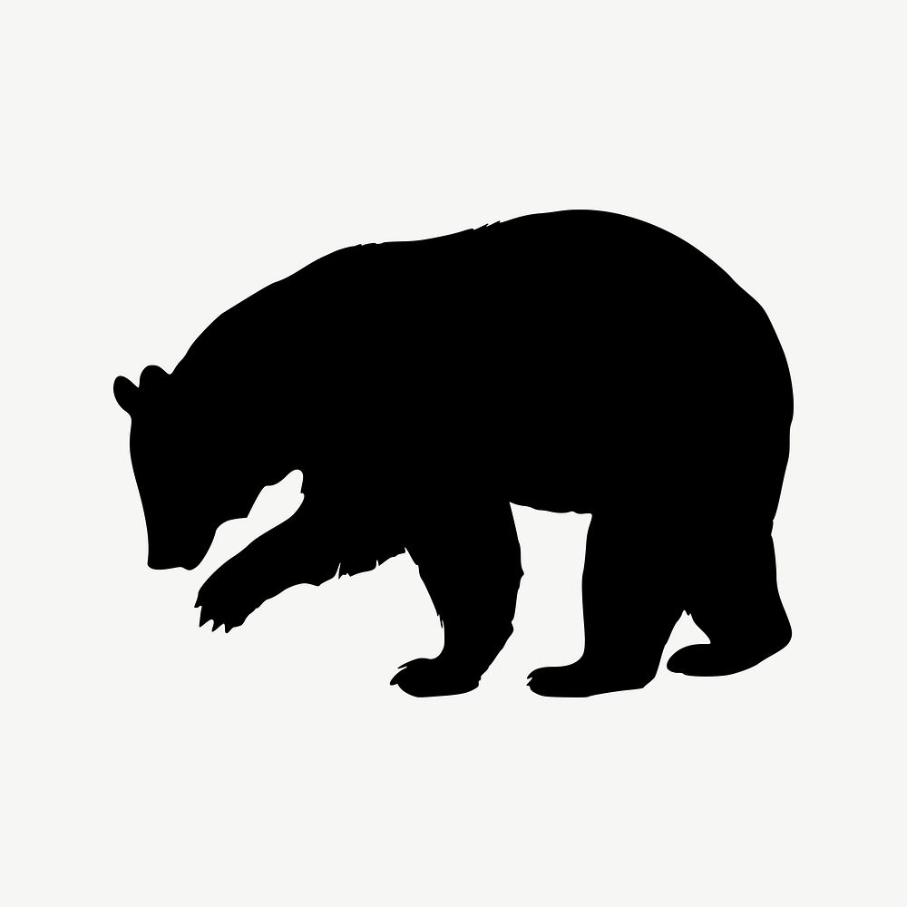 Silhouette bear clipart illustration psd. Free public domain CC0 image.