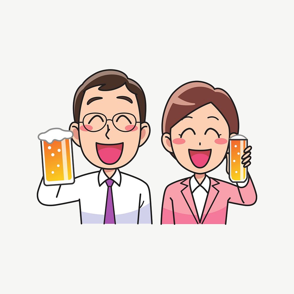 Colleague drinking beer clipart psd. Free public domain CC0 image.