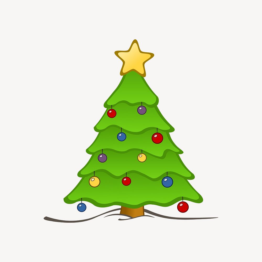 Christmas tree illustration. Free public domain CC0 image.