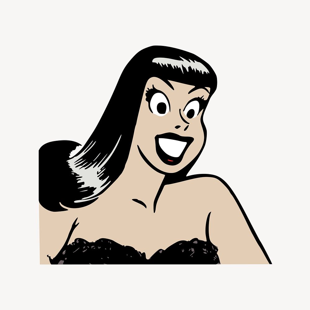 Smiling woman illustration. Free public domain CC0 image.