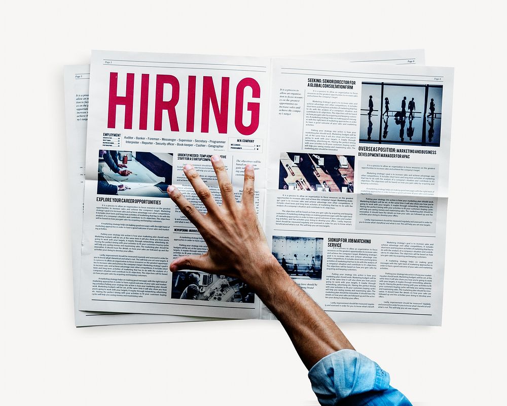 Job announcement newspaper  isolated image