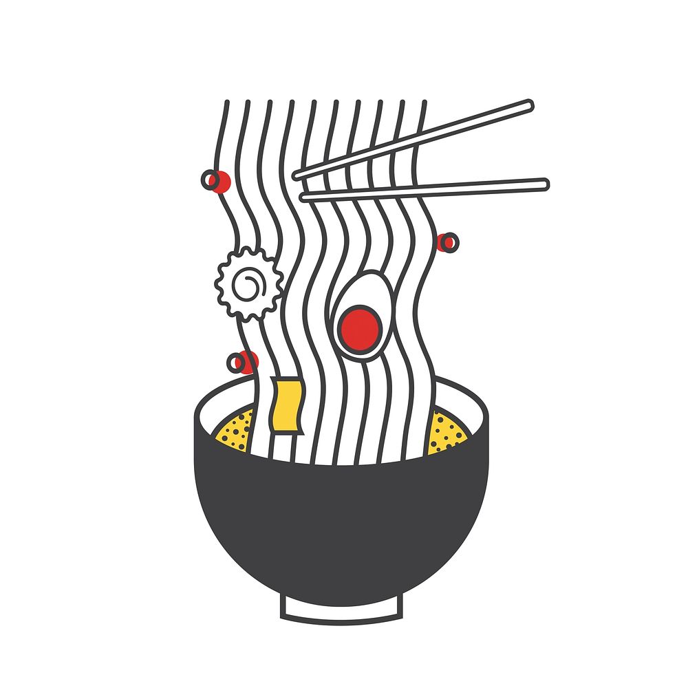 Ramen noodles, Japanese food illustration