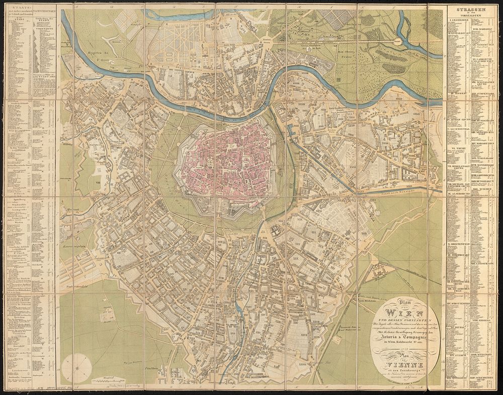             Plan von Wien und dessen vorstädten mit angabe aller haus nummern und den in neuester zeit vorgenomenen…