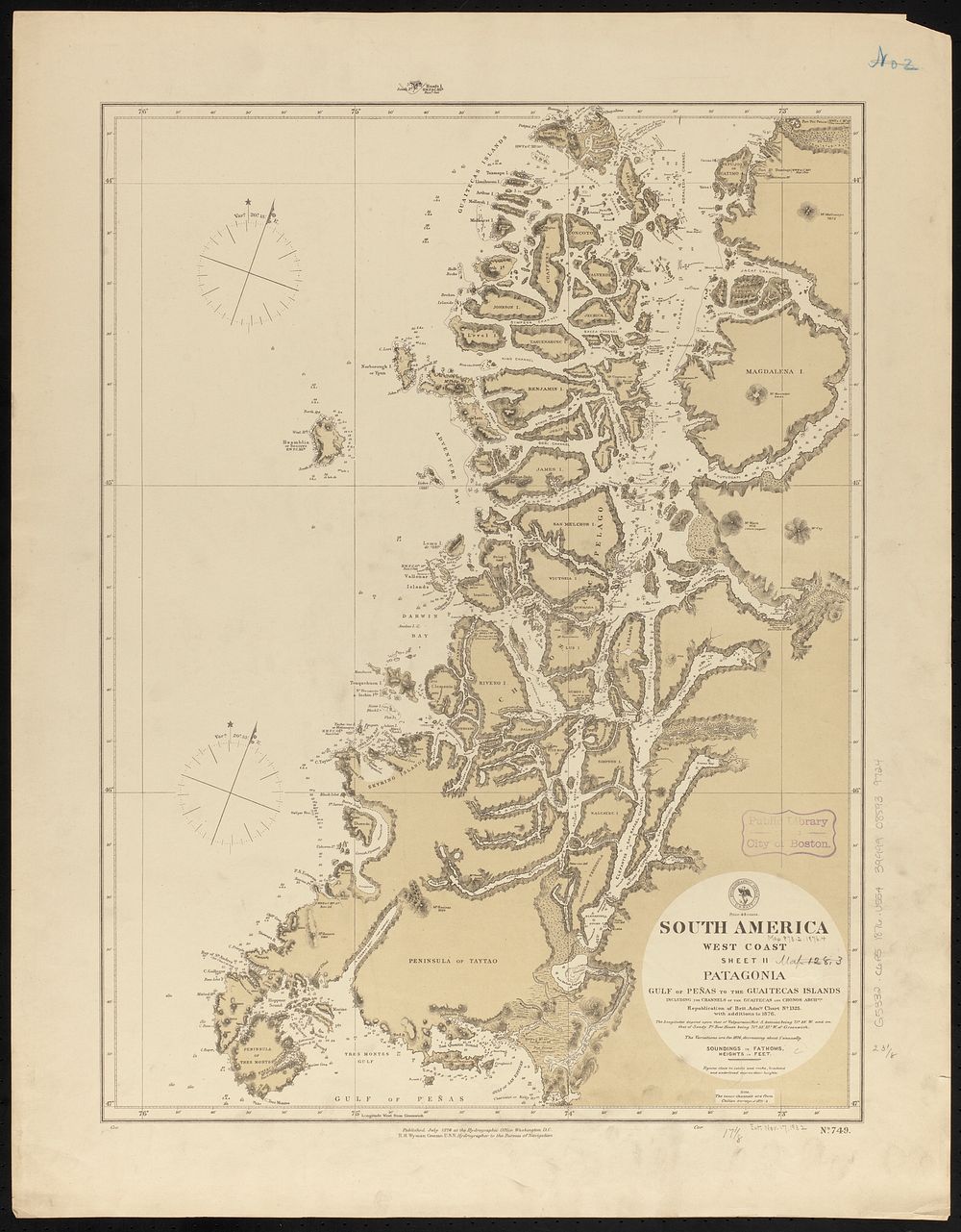             South America, west coast : republication of Brit. Admty. chart no. 1325, with additions to 1876          