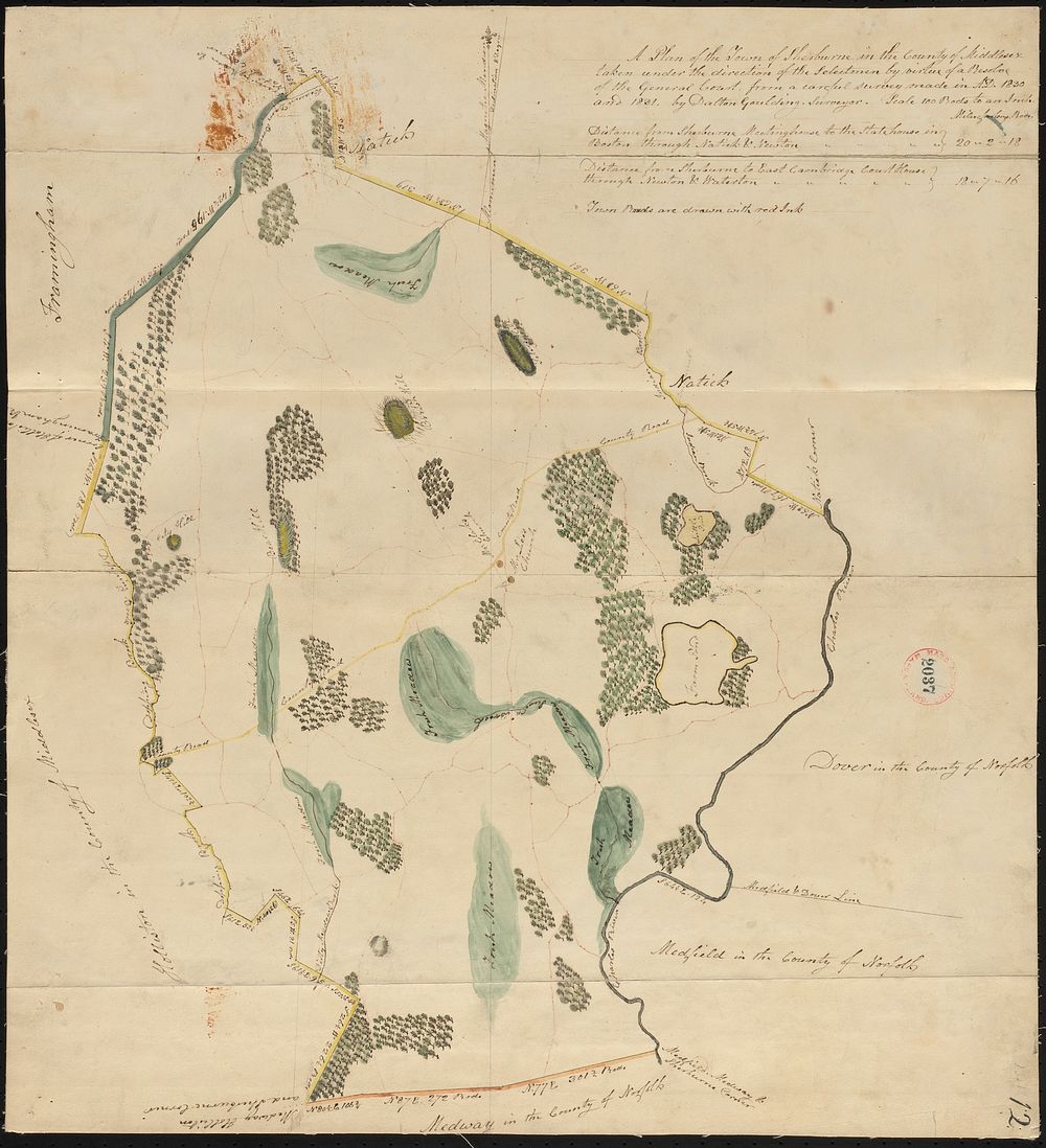             Plan of Sherborn made by Dalton Goulding, dated 1831          